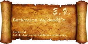 Berkovics Valdemár névjegykártya
